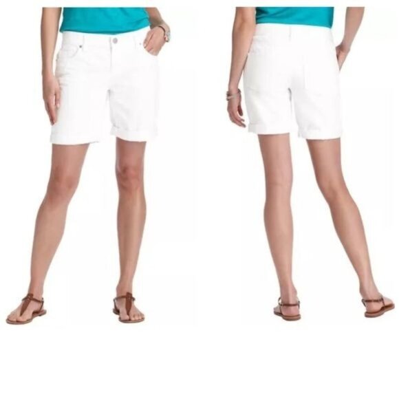 Ann Taylor LOFT Cotton Boyfriend Denim Shorts in White with 10 1/2 " inseam Sz 2 - Picture 1 of 10